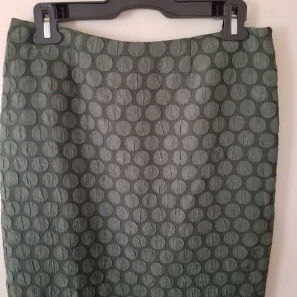 MAEVE Pencil Skirt in Forest Green Jacquard Weave with Satin Polka dots Size 4 - Picture 3 of 8